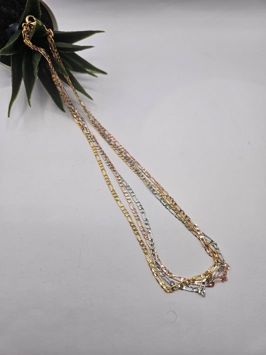 3 in 1 ,  Tri-Color Paperclip Chain Necklace – Chic Layering Piece