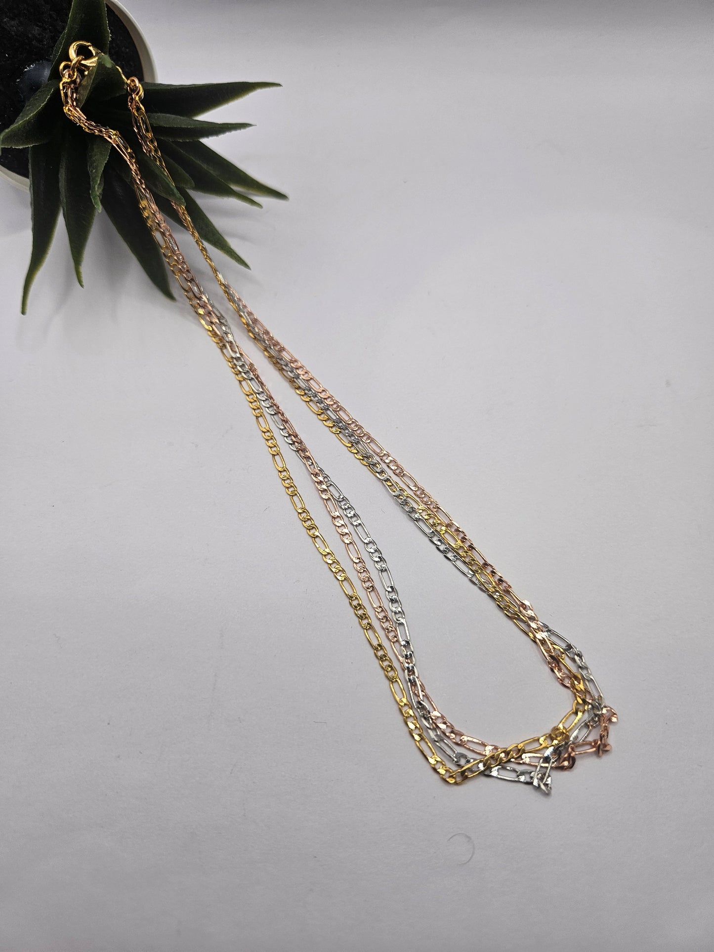 3 in 1 ,  Tri-Color Paperclip Chain Necklace – Chic Layering Piece