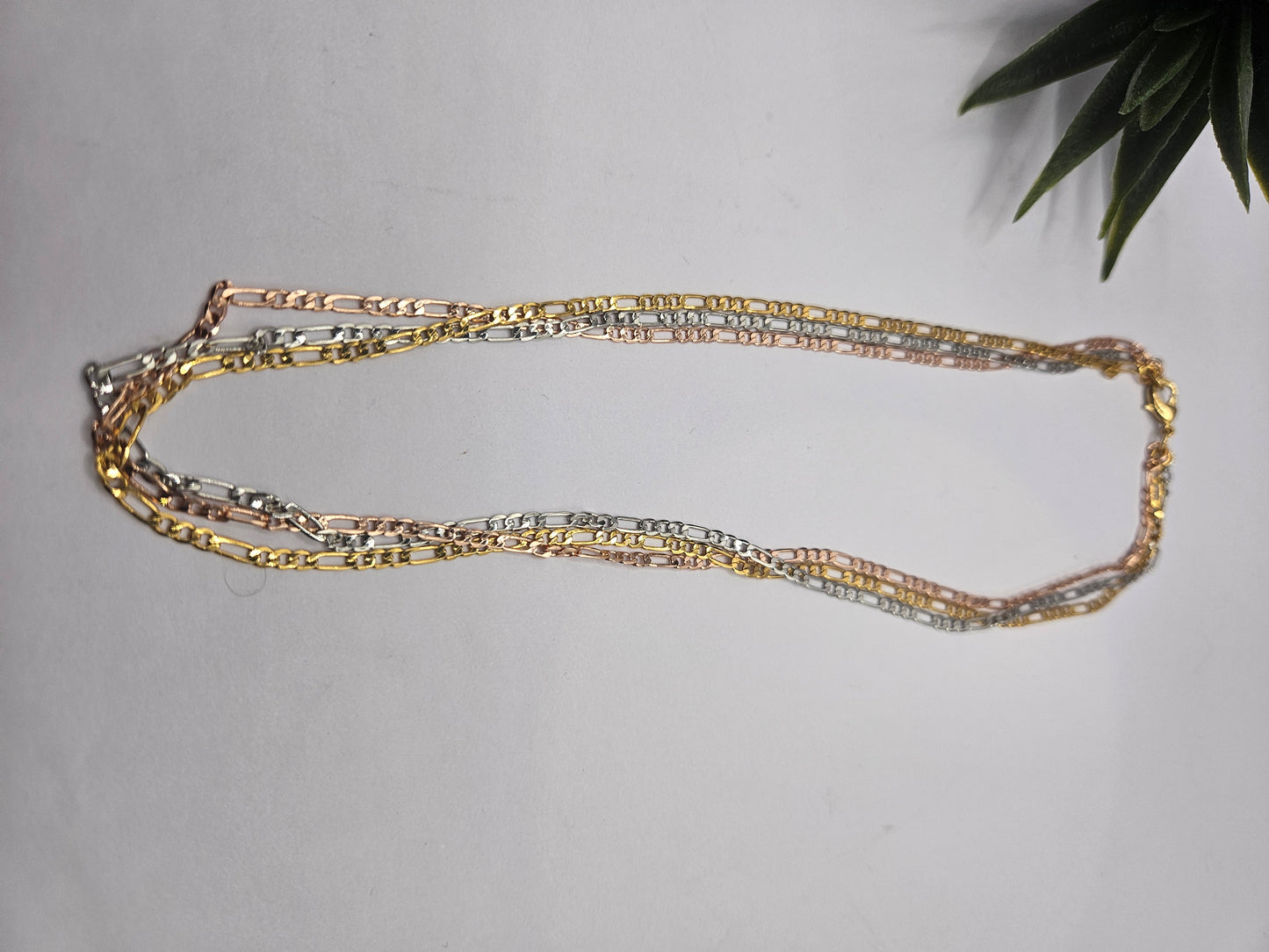 3 in 1 ,  Tri-Color Paperclip Chain Necklace – Chic Layering Piece