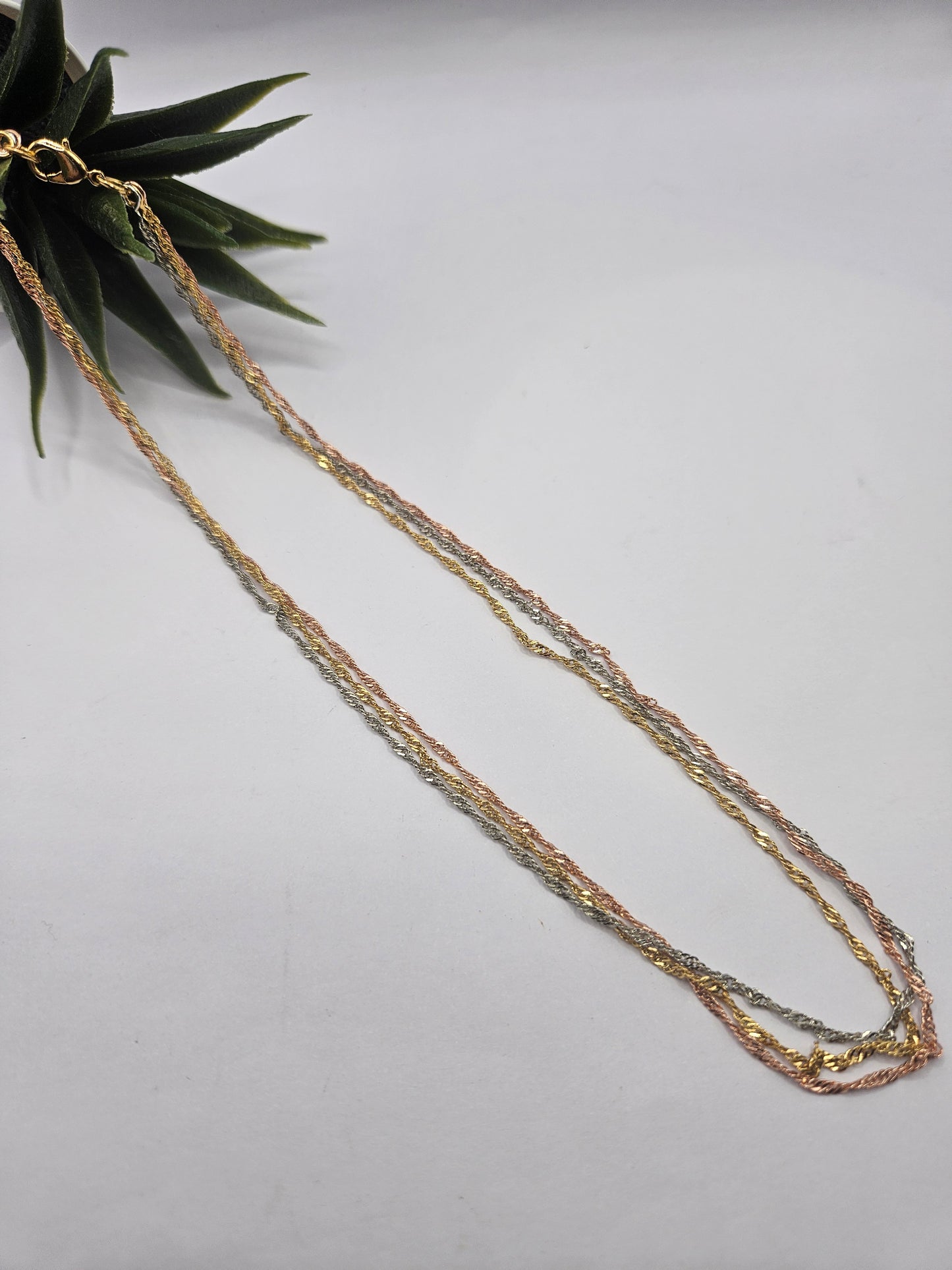3 in 1,  Tri-Tone Twisted Rope Chain Necklace – Subtle Everyday Shine