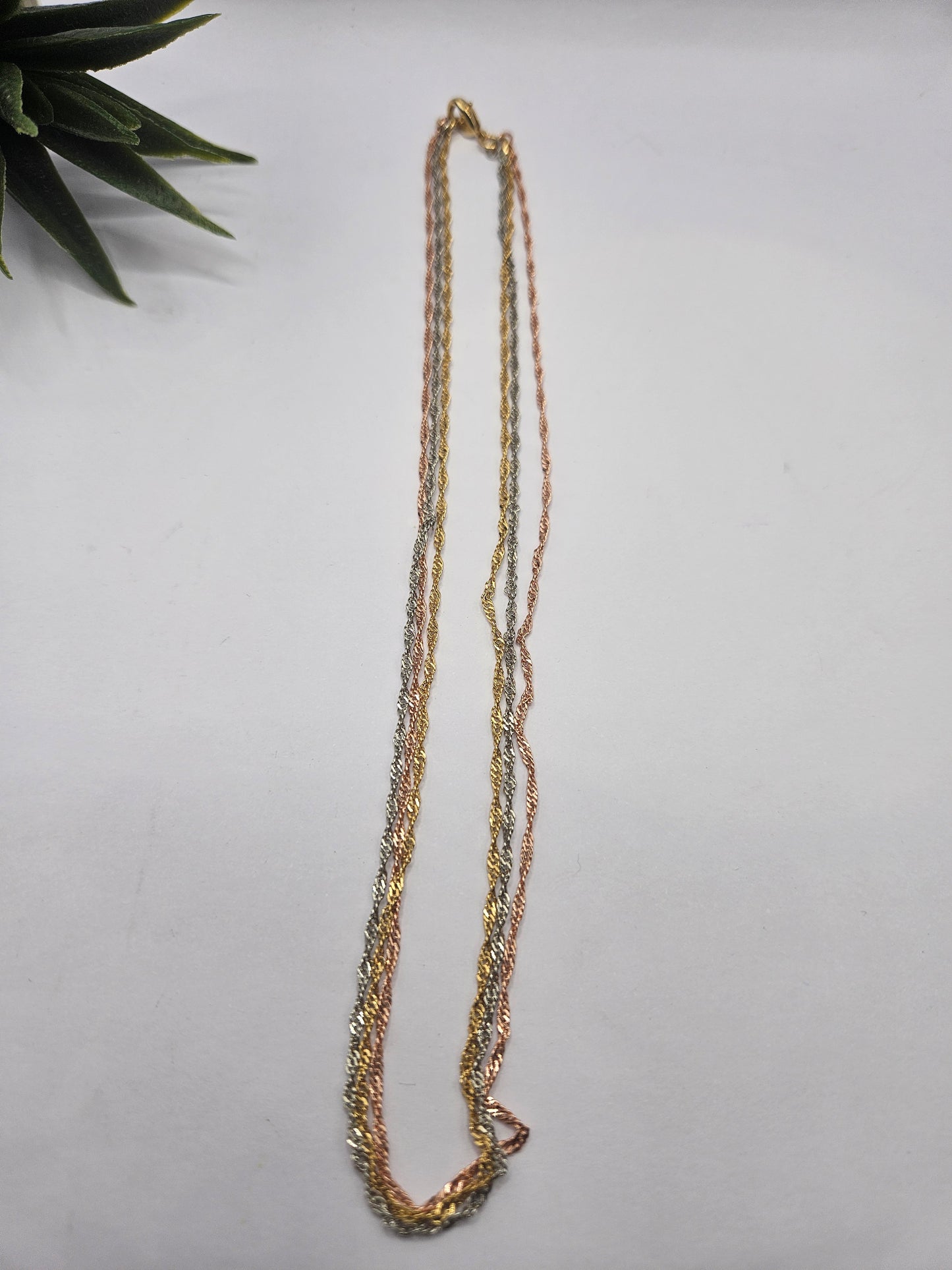 3 in 1,  Tri-Tone Twisted Rope Chain Necklace – Subtle Everyday Shine