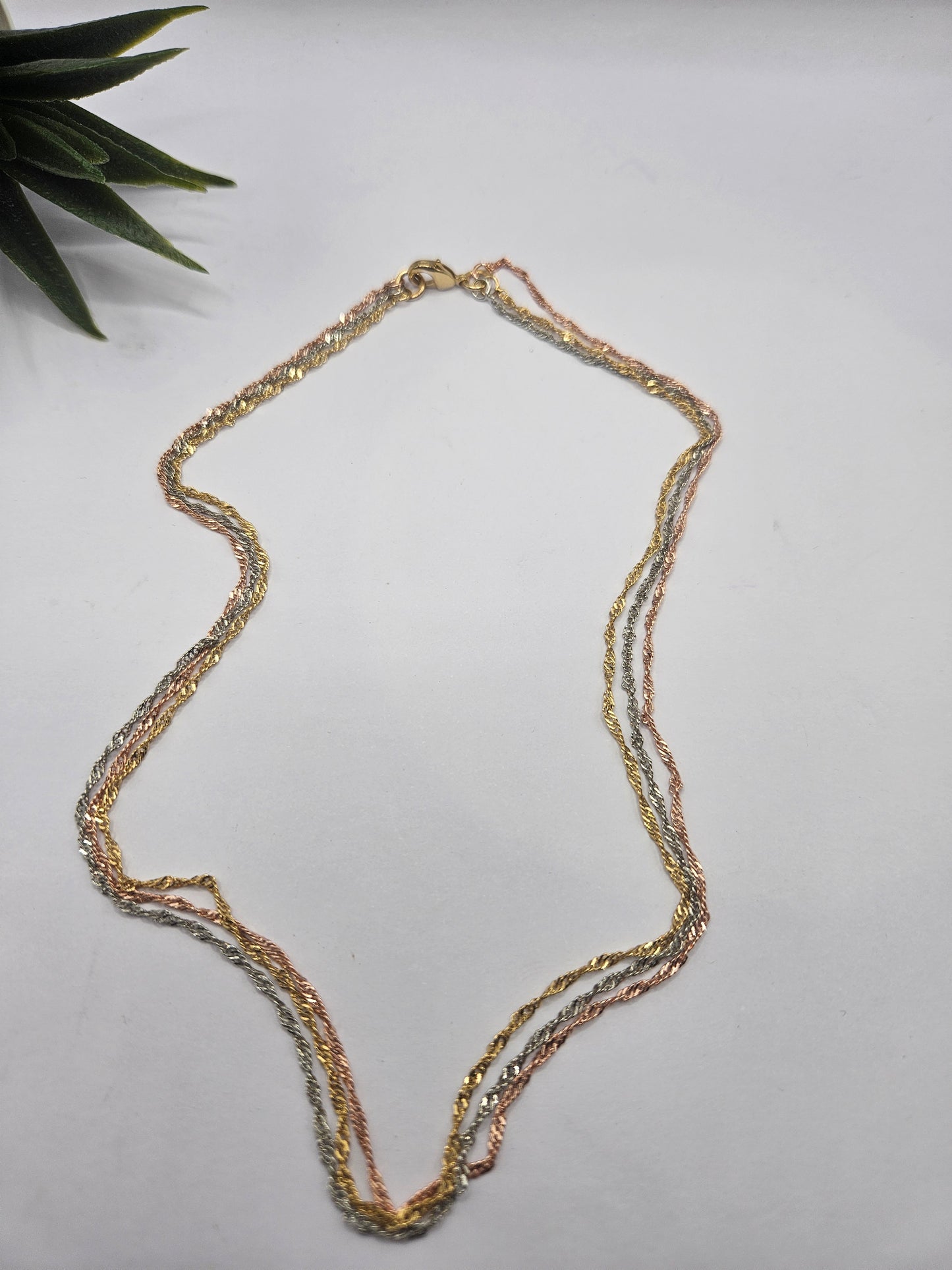 3 in 1,  Tri-Tone Twisted Rope Chain Necklace – Subtle Everyday Shine