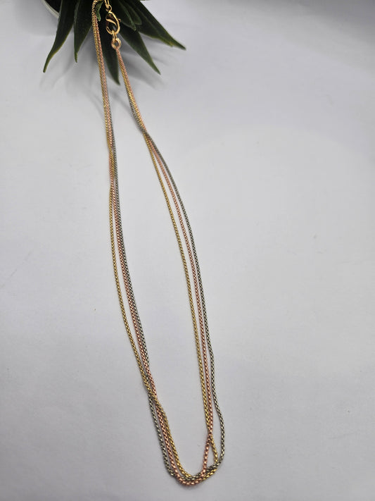 3 in 1, Tri-Tone Sleek Rope Chain Necklace – Versatile Everyday Style