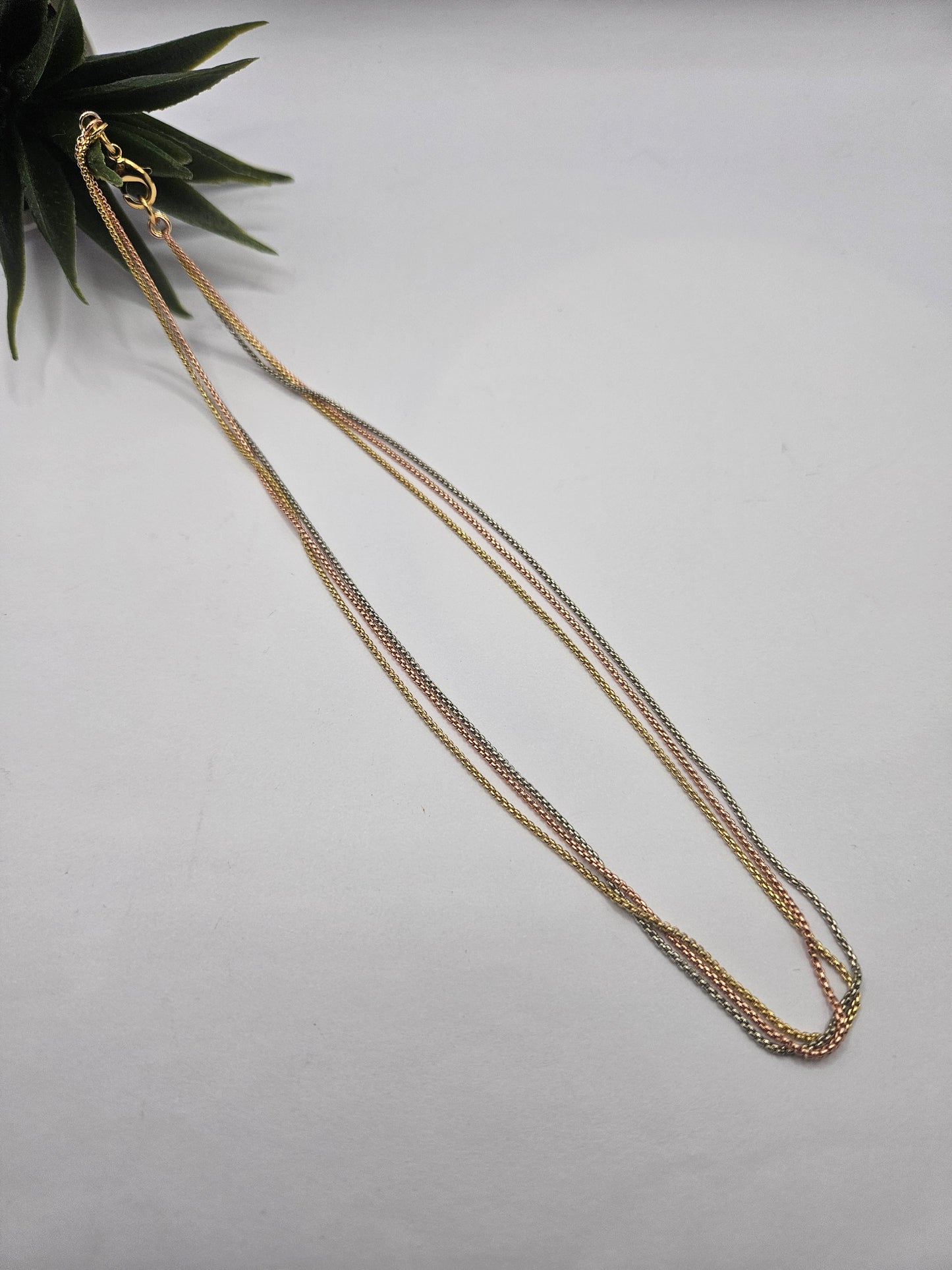 3 in 1, Tri-Tone Sleek Rope Chain Necklace – Versatile Everyday Style