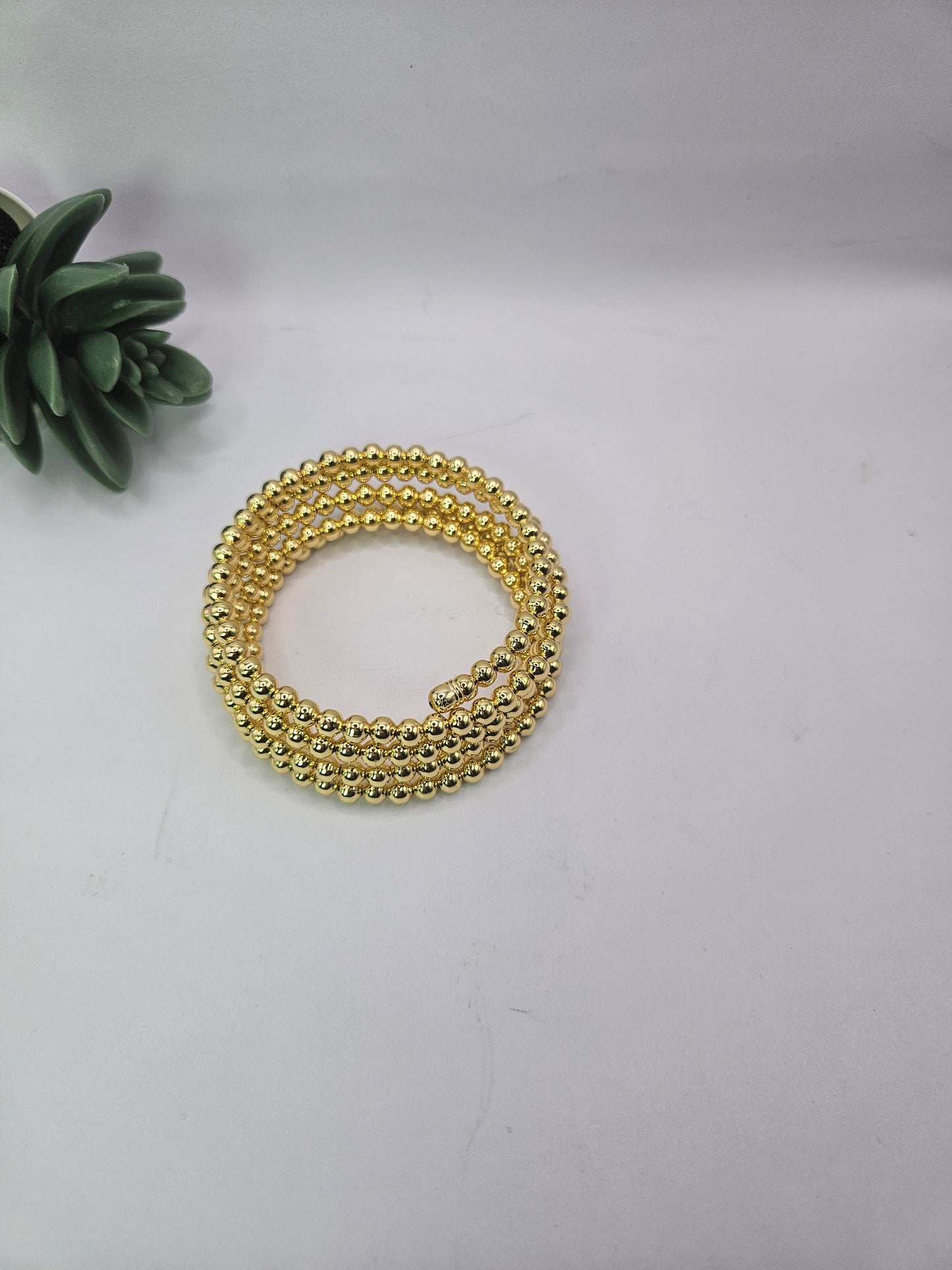 Golden Beaded Multi-Layer spiral  Stretch Bracelet