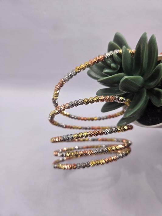 Tri-Color Coil Wrap Bracelet