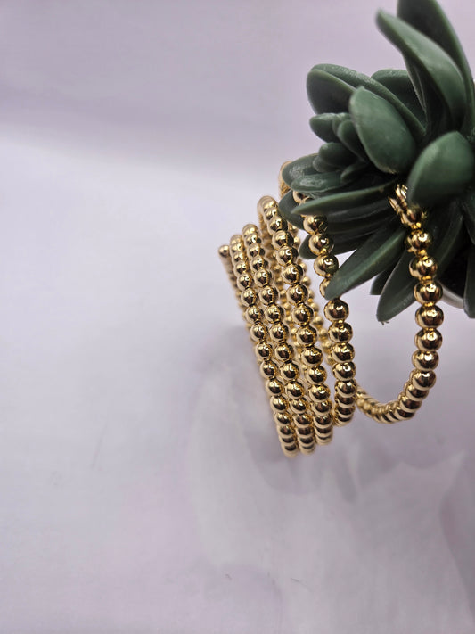 Golden Beaded Multi-Layer spiral  Stretch Bracelet