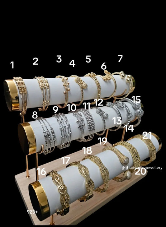 18K Gold & Silver-Plated Bracelet with Matching Ring – Luxe Collection (Numbered Styles)